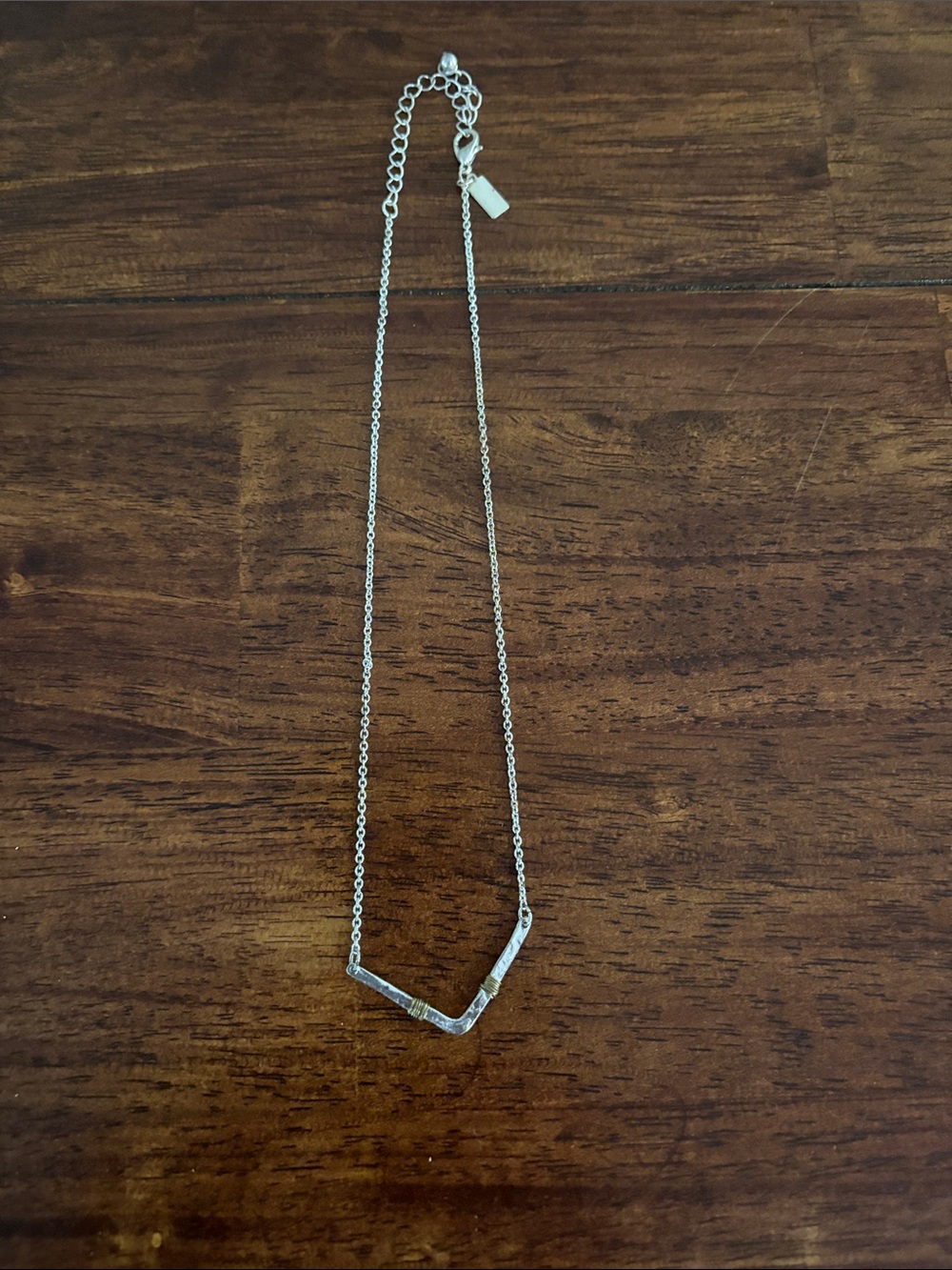 Minimal Silver Chevron Bar Necklace - Women Jewelry